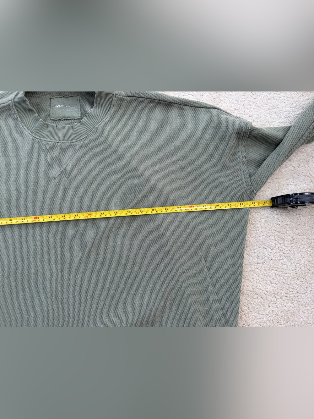 Aerie Women’s Size Medium Olive Green Oversized Crewneck Sweatshirt Loungewear - Picture 7 of 8